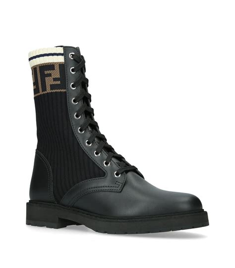 fendi black leather biker boots|Fendi rockoko boots.